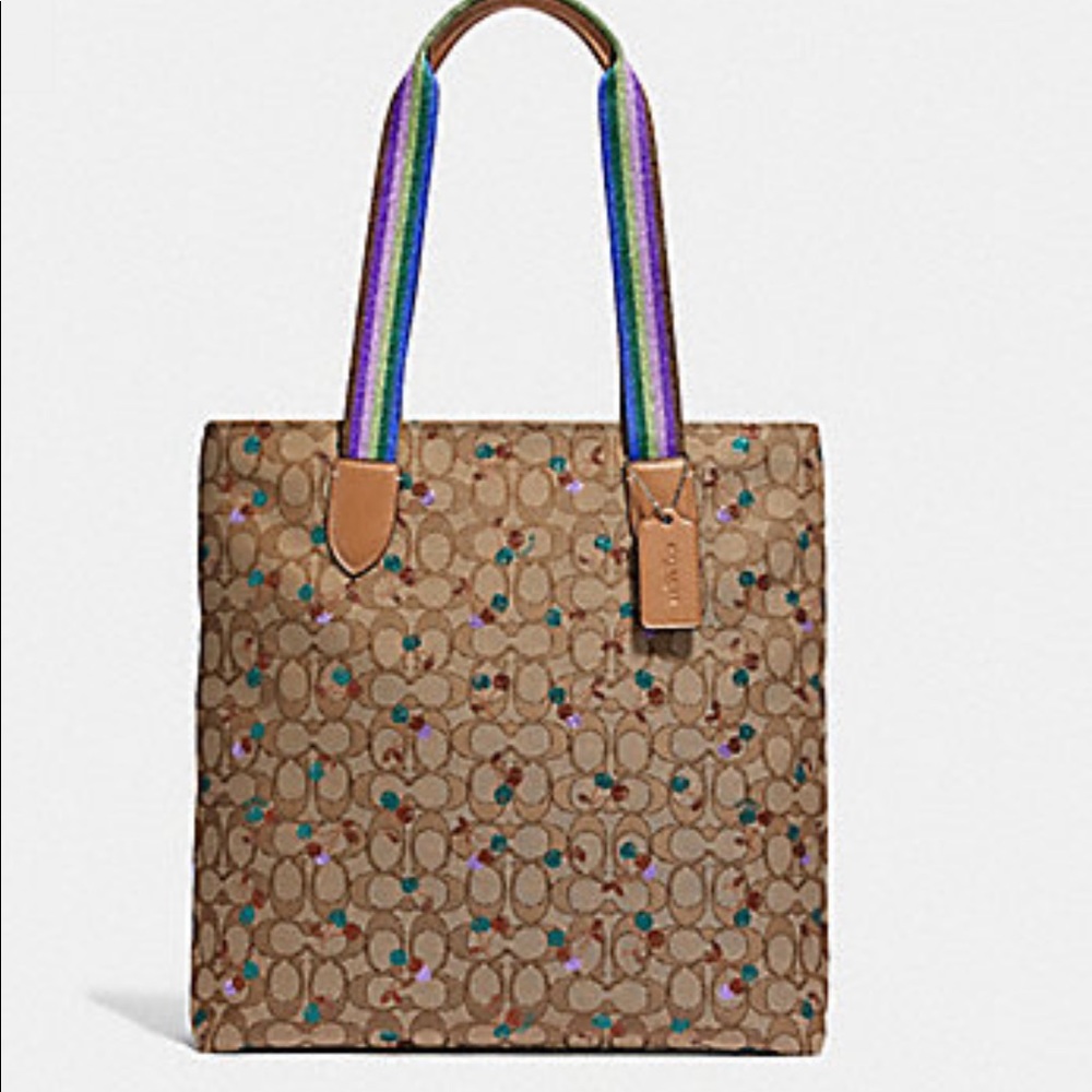 COACH SIGNATURE CHERRY CANVAS TOTE